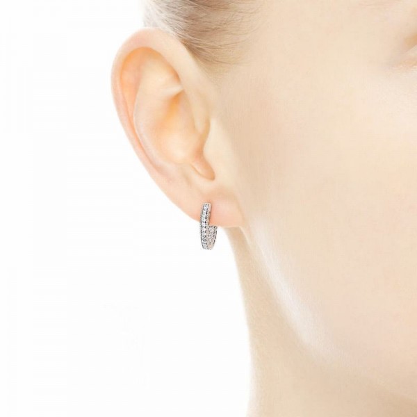 Hearts of Pandora Jewelry Hoop Earrings Sale,Sterling Silver,Clear CZ
