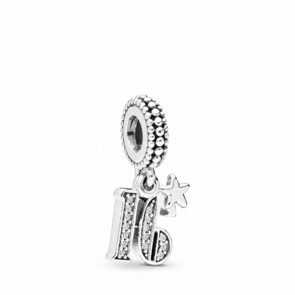 Pandora Jewelry 16 Dangle Charm Sale,Sterling Silver,Clear CZ