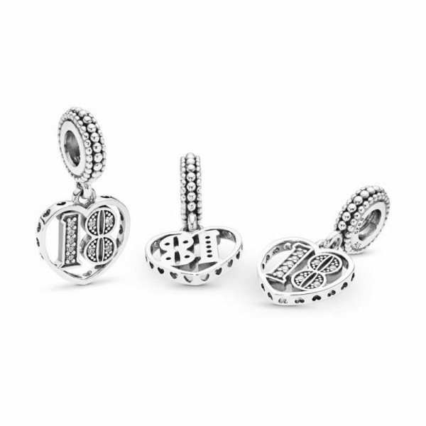 Pandora Jewelry 18 Dangle Charm Sale,Sterling Silver,Clear CZ