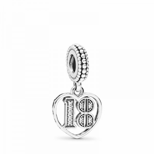 Pandora Jewelry 18 Years of Love Dangle Charm Sale,Sterling Silver,Clear CZ