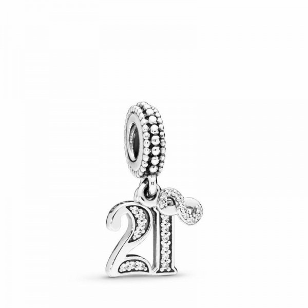 Pandora Jewelry 21 Dangle Charm Sale,Sterling Silver,Clear CZ