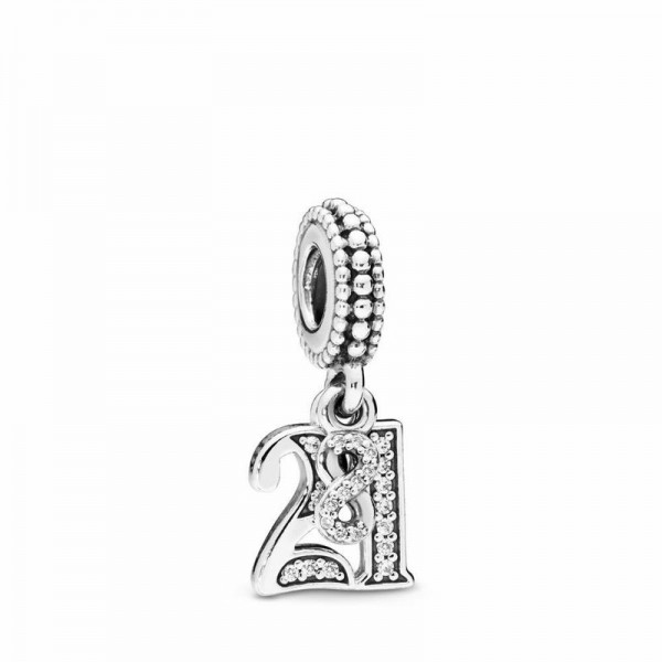 Pandora Jewelry 21 Dangle Charm Sale,Sterling Silver,Clear CZ