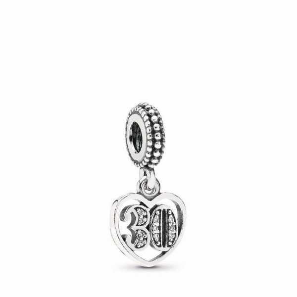 Pandora Jewelry 30 Years Of Love Dangle Charm Sale,Sterling Silver,Clear CZ