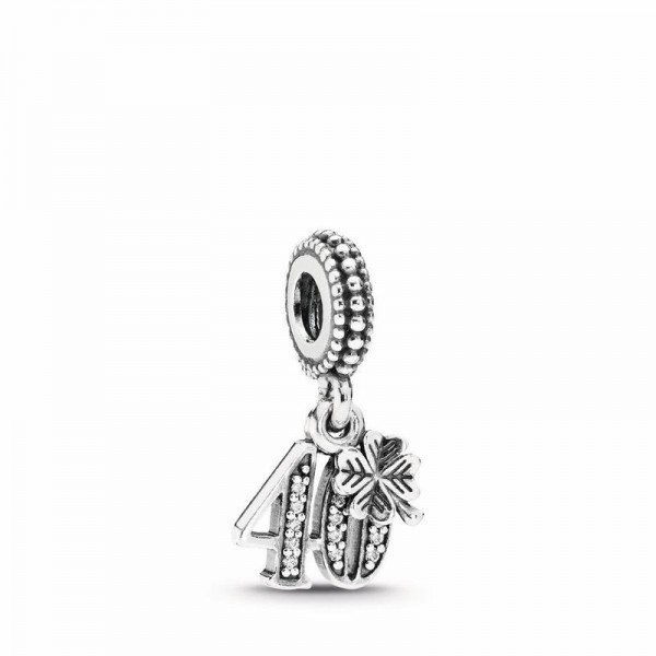 Pandora Jewelry 40 Years Of Love Dangle Charm Sale,Sterling Silver,Clear CZ