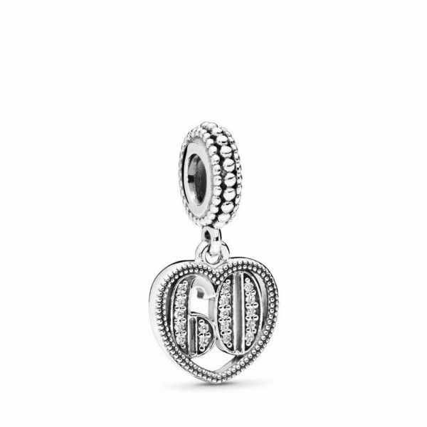 Pandora Jewelry 60 Years of Love Dangle Charm Sale,Sterling Silver,Clear CZ