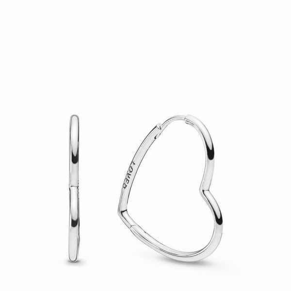 Pandora Jewelry Asymmetric Hearts of Love Hoop Earrings Small Sale,Sterling Silver