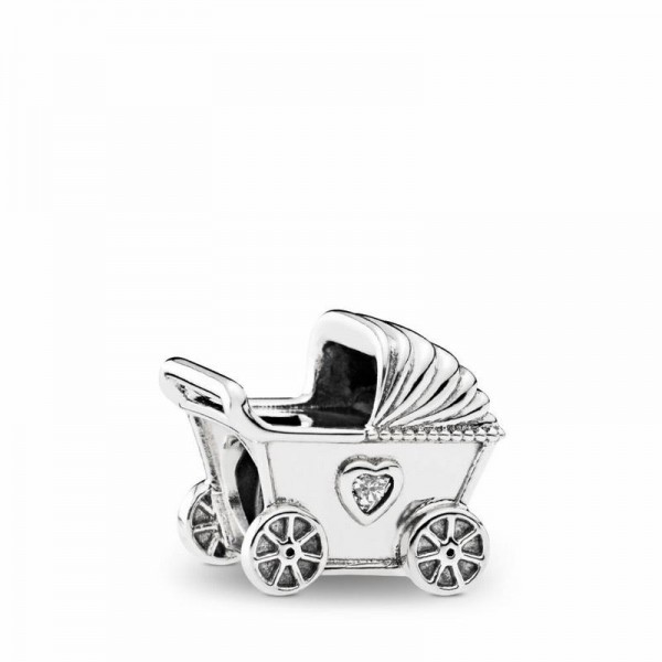 Pandora Jewelry Baby's Pram Charm Sale,Sterling Silver,Clear CZ