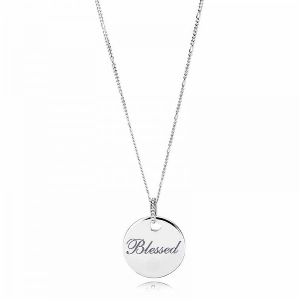 Pandora Jewelry Blessed Disc Pendant and Necklace Chain Sale,Sterling Silver