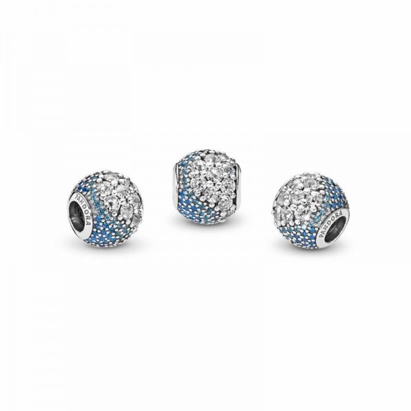 Pandora Jewelry Blue Enchanted Pavé Charm Sale,Sterling Silver,Clear CZ