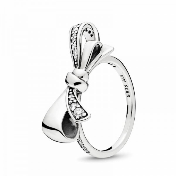 Pandora Jewelry Brilliant Bow Ring Sale,Sterling Silver,Clear CZ