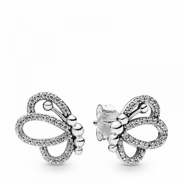 Pandora Jewelry Butterfly Outlines Earrings Sale,Sterling Silver,Clear CZ