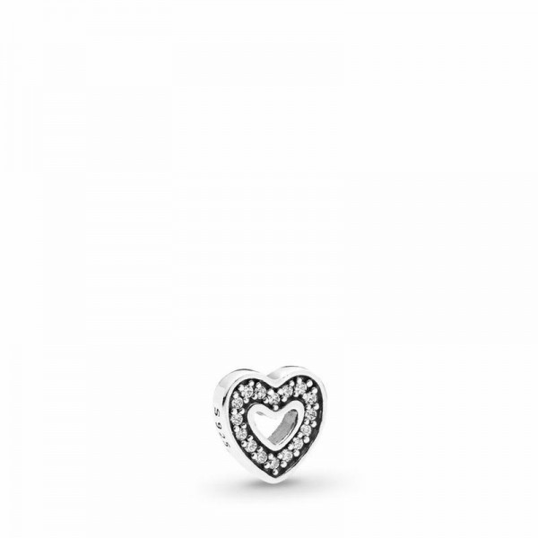 Pandora Jewelry Captured Heart Petite Locket Charm Sale,Sterling Silver,Clear CZ