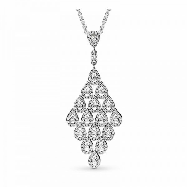 Pandora Jewelry Cascading Glamour Necklace & Pendant Sale,Sterling Silver,Clear CZ