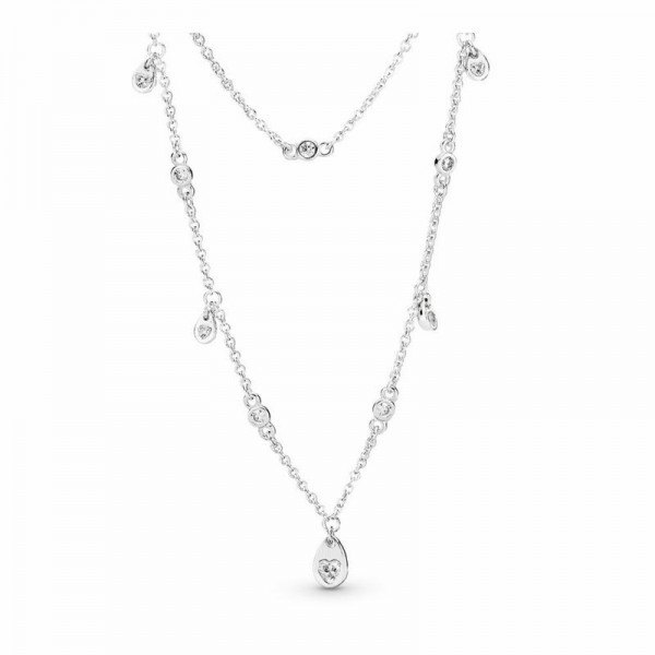 Pandora Jewelry Chandelier Droplets Necklace Sale,Sterling Silver,Clear CZ
