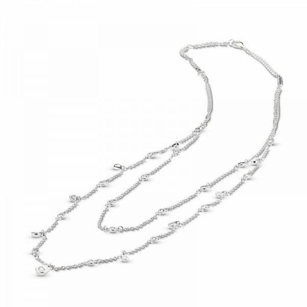 Pandora Jewelry Chandelier Droplets Necklace Sale,Sterling Silver,Clear CZ