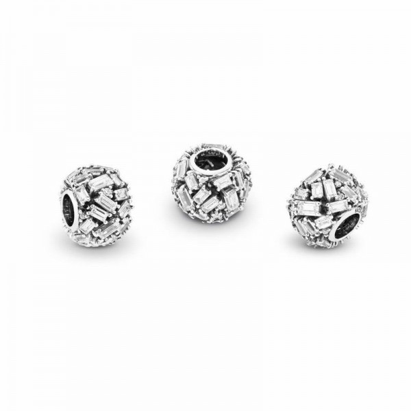 Pandora Jewelry Chiselled Elegance Charm Sale,Sterling Silver,Clear CZ