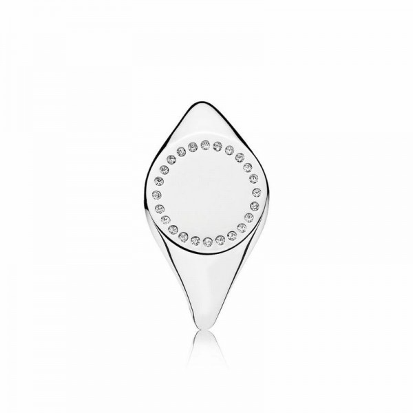 Pandora Jewelry Circle Signet Ring Sale,Sterling Silver,Clear CZ