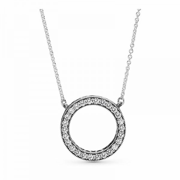 Pandora Jewelry Circle of Sparkle Necklace Sale,Sterling Silver,Clear CZ
