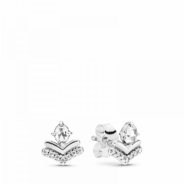 Pandora Jewelry Classic Wishes Earrings Sale,Sterling Silver,Clear CZ