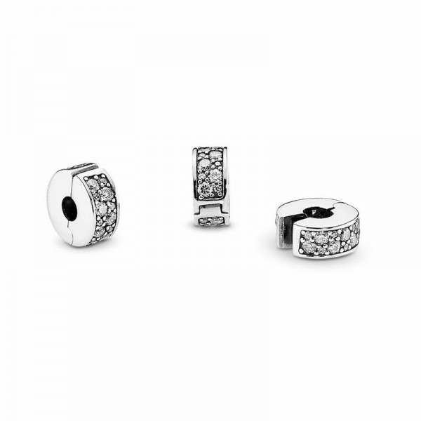 Pandora Jewelry Clear Pavé Clip Charm Sale,Sterling Silver,Clear CZ