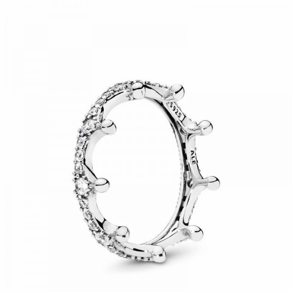 Pandora Jewelry Clear Sparkling Crown Ring Sale,Sterling Silver,Clear CZ
