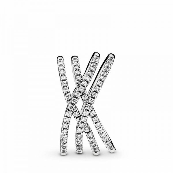 Pandora Jewelry Cosmic Lines Ring Sale,Sterling Silver,Clear CZ