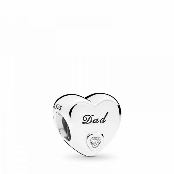 Pandora Jewelry Dad's Love Charm Sale,Sterling Silver,Clear CZ