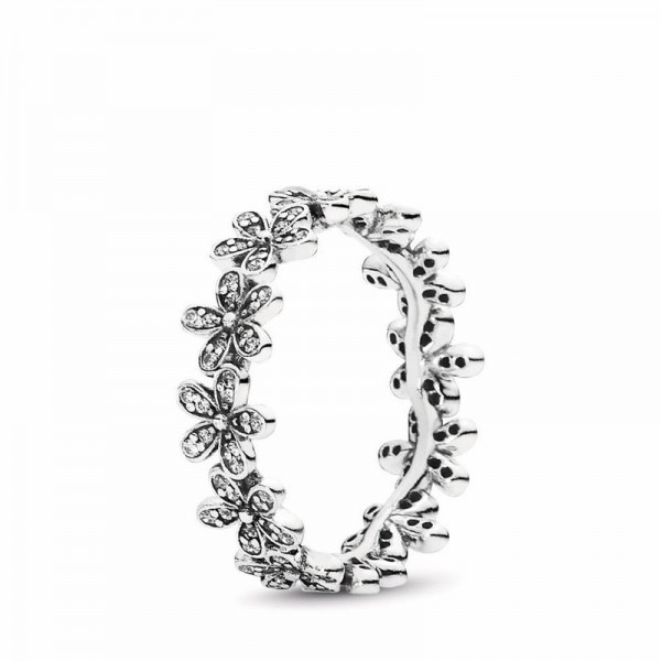Pandora Jewelry Daisy Flower Ring Sale,Sterling Silver,Clear CZ