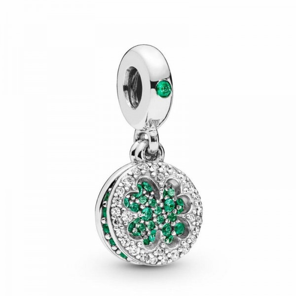 Pandora Jewelry Dazzling Clover Dangle Charm Sale,Sterling Silver