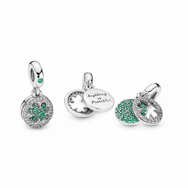 Pandora Jewelry Dazzling Clover Dangle Charm Sale,Sterling Silver