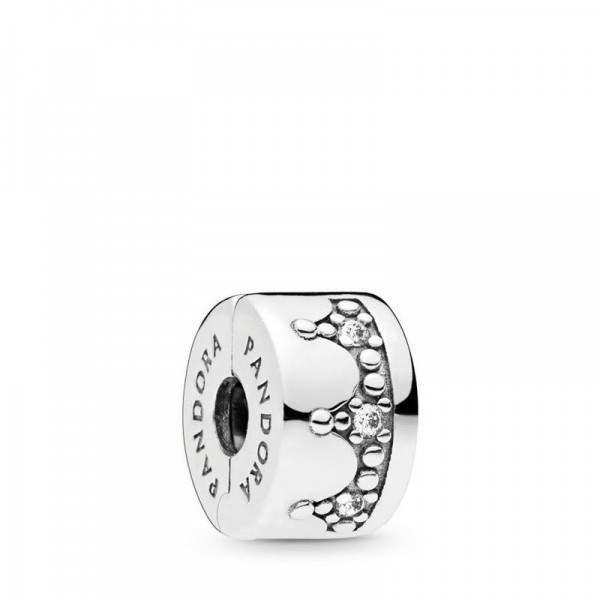 Pandora Jewelry Dazzling Crown Clip Sale,Sterling Silver,Clear CZ