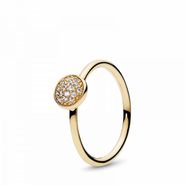Pandora Jewelry Dazzling Droplet Ring Sale,14k Gold,Clear CZ