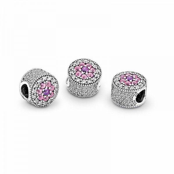 Pandora Jewelry Dazzling Floral Charm Sale,Sterling Silver,Clear CZ