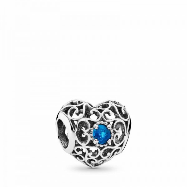 Pandora Jewelry December Signature Heart Charm Sale,Sterling Silver