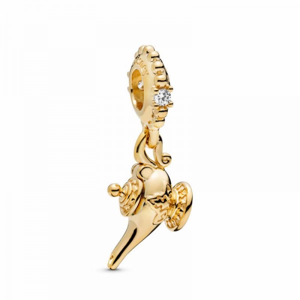 Pandora Jewelry Disney Magic Lamp Dangle Charm Sale,18ct Gold Plated,Clear CZ