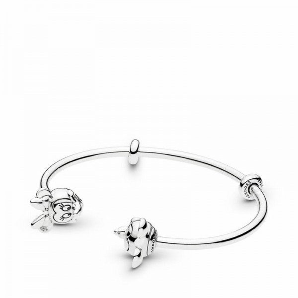 Pandora Jewelry Disney,Mickey & Minnie Open Bangle Bracelet Sale,Sterling Silver