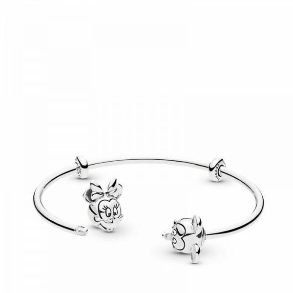 Pandora Jewelry Disney,Mickey & Minnie Open Bangle Bracelet Sale,Sterling Silver
