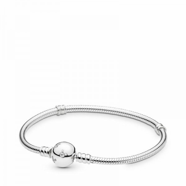 Pandora Jewelry Disney Moments Sparkling Mickey Mouse & Snake Chain Bracelet Sale,Sterling Silver