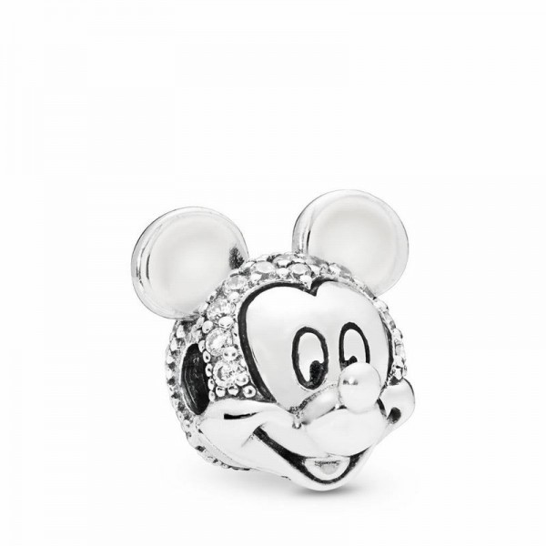 Pandora Jewelry Disney Shimmering Mickey Portrait Clip Sale,Sterling Silver,Clear CZ