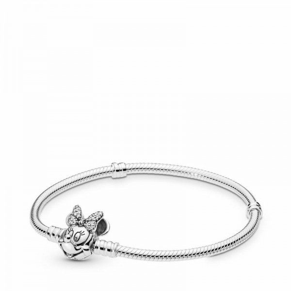 Pandora Jewelry Disney,Shimmering Minnie Portrait Bracelet Sale,Sterling Silver,Clear CZ