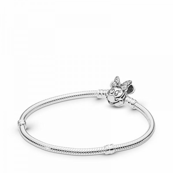 Pandora Jewelry Disney,Shimmering Minnie Portrait Bracelet Sale,Sterling Silver,Clear CZ