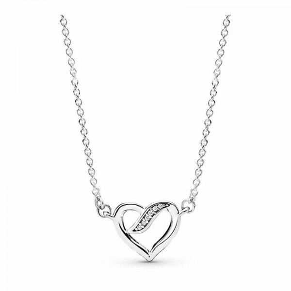 Pandora Jewelry Dreams of Love Necklace Sale,Sterling Silver,Clear CZ