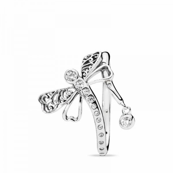 Pandora Jewelry Dreamy Dragonfly Ring Sale,Sterling Silver,Clear CZ