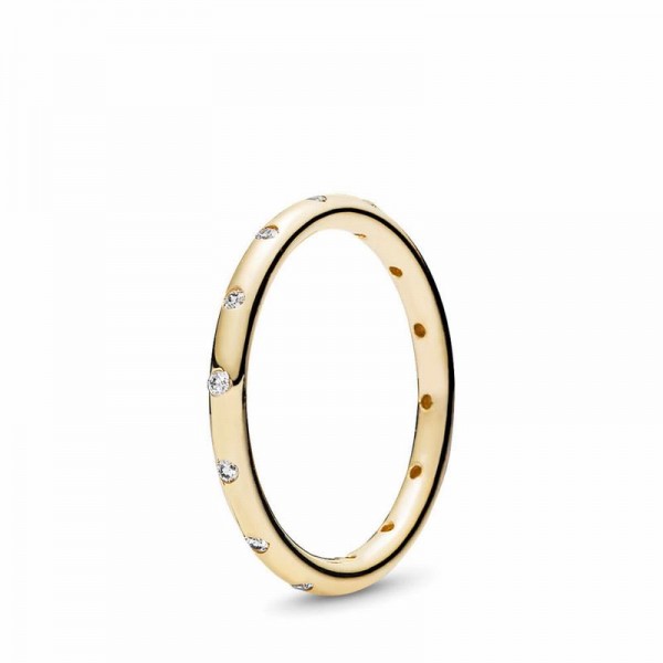 Pandora Jewelry Droplets Ring Sale,14k Gold,Clear CZ
