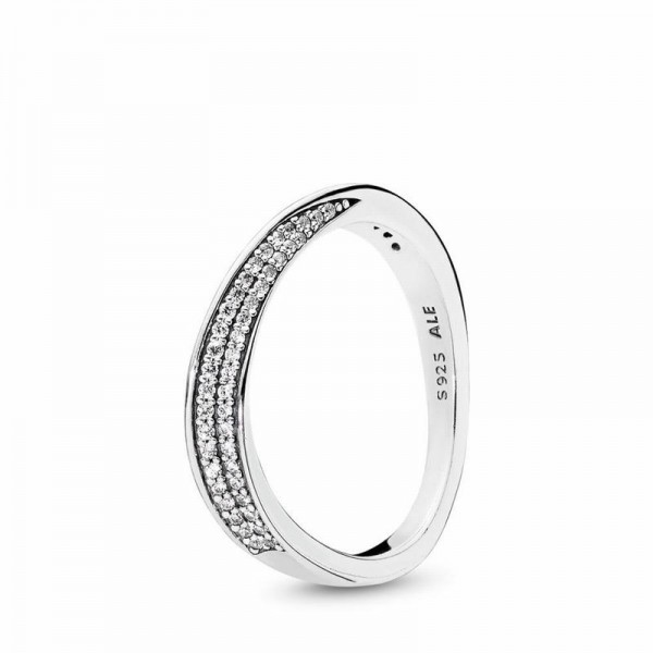 Pandora Jewelry Elegant Waves Ring Sale,Sterling Silver,Clear CZ
