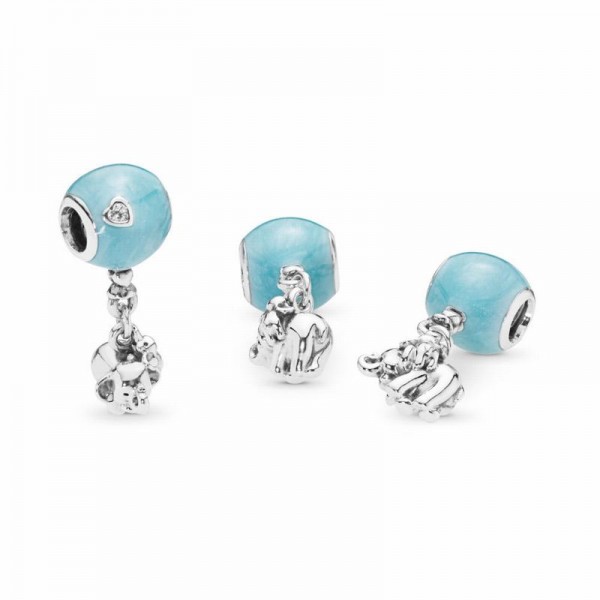 Pandora Jewelry Elephant & Blue Balloon Dangle Charm Sale,Sterling Silver,Clear CZ