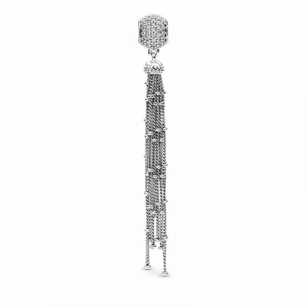 Pandora Jewelry Enchanted Tassel Pendant Charm Sale,Sterling Silver,Clear CZ