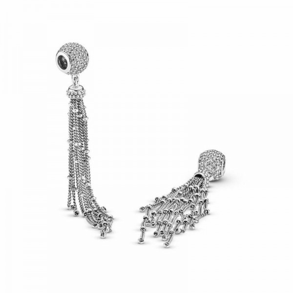Pandora Jewelry Enchanted Tassel Pendant Charm Sale,Sterling Silver,Clear CZ
