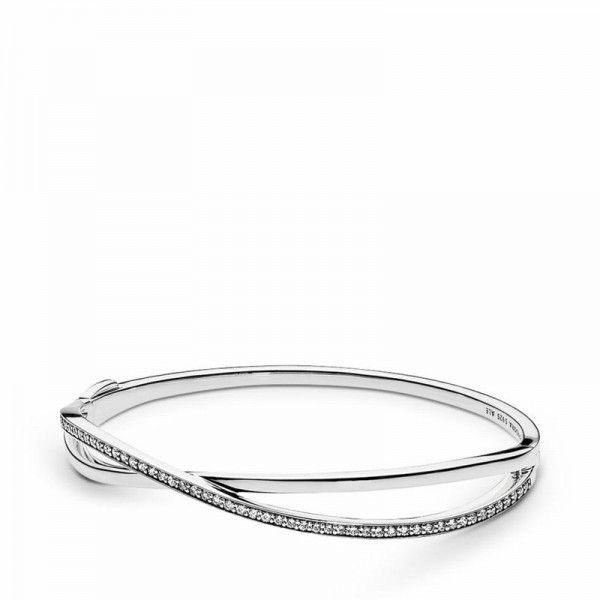 Pandora Jewelry Entwined Bangle Bracelet Sale,Sterling Silver,Clear CZ