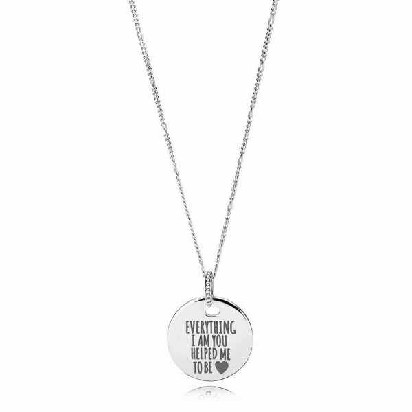 Pandora Jewelry Everything I Am You Helped Me To Be Disc Necklace Sale,Sterling Silver